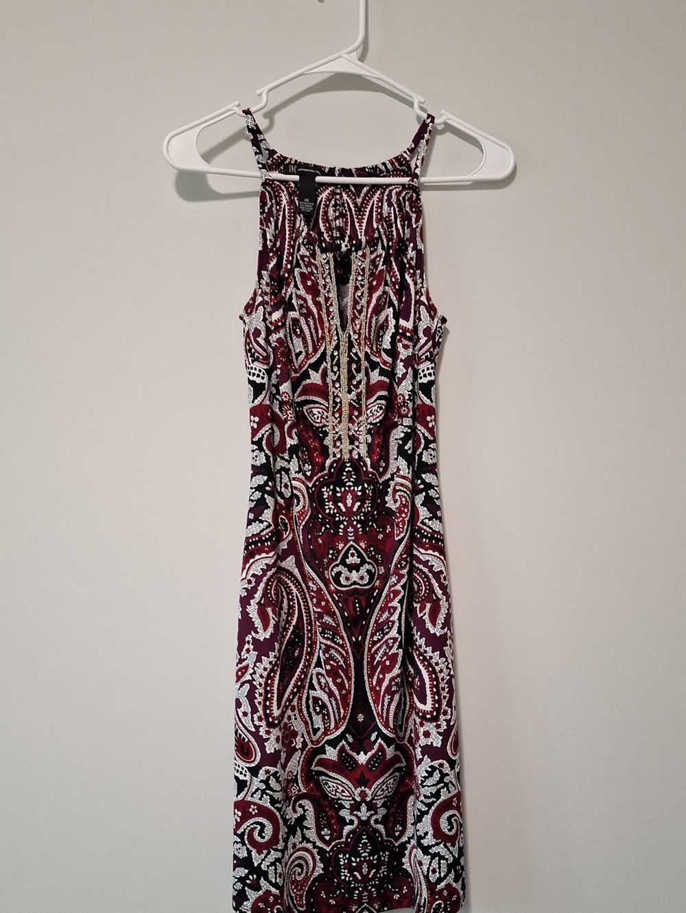 INC Paisley Knee Length Dress in Burgundy